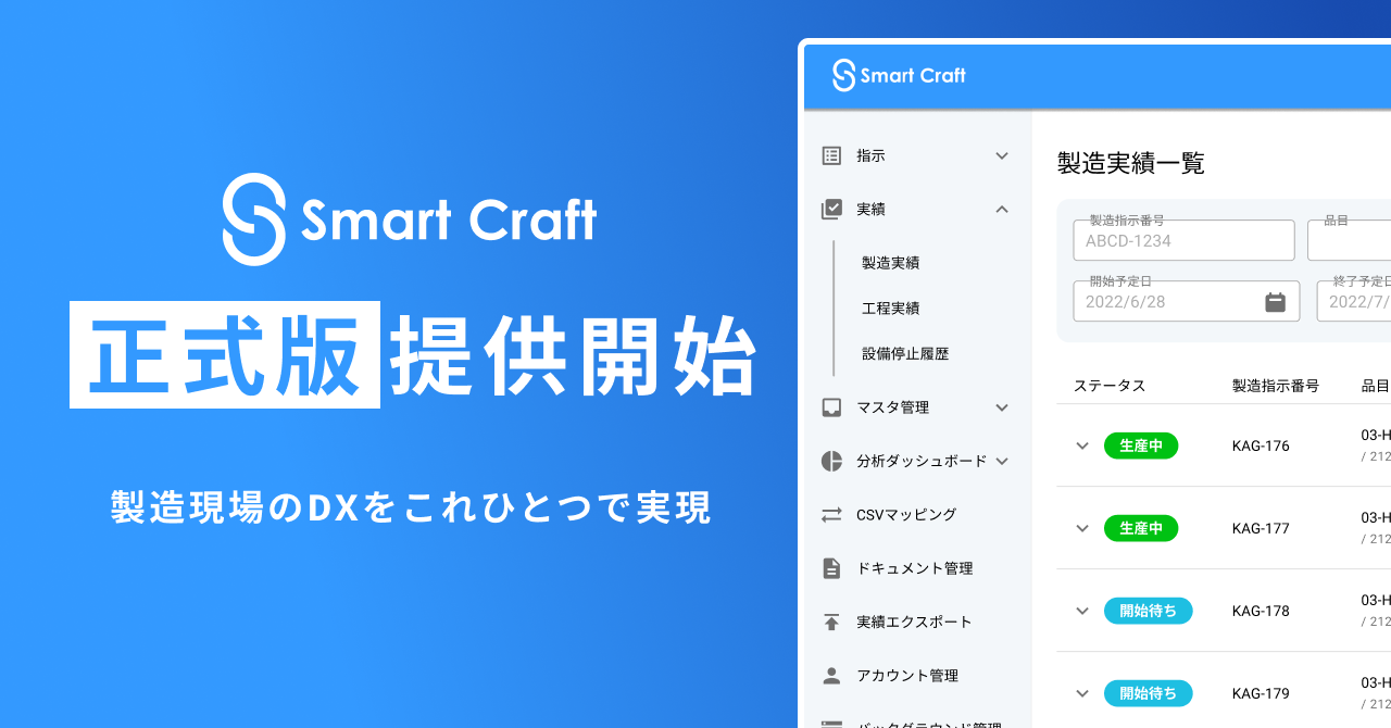 製造現場DXプラットフォーム「Smart Craft」正式版を提供開始　#IVSPRWeek